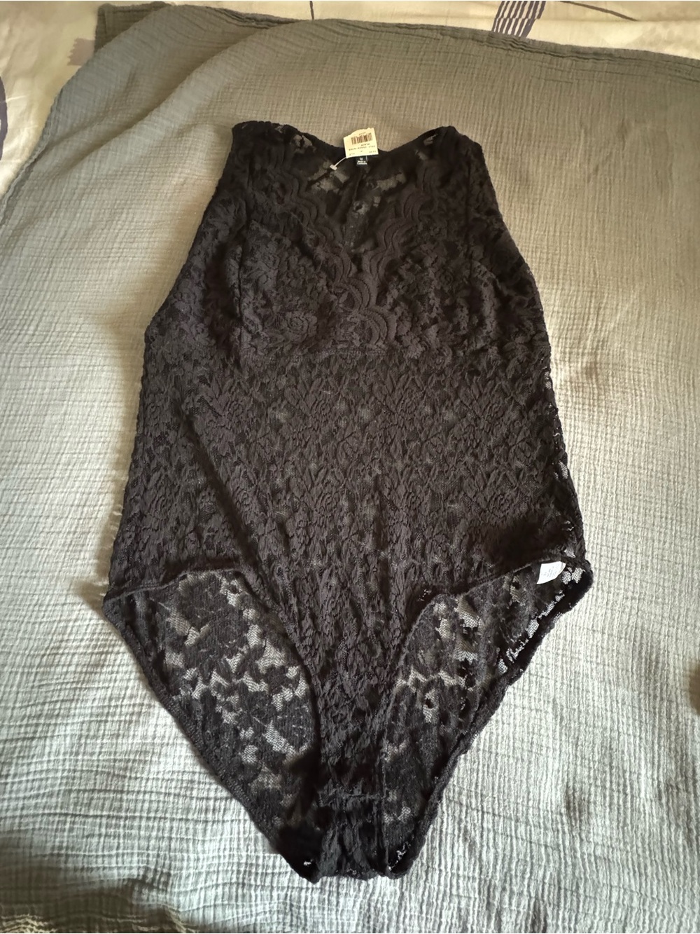 Ambiance Black Lace V-Neck Sleeveless Bodysuit